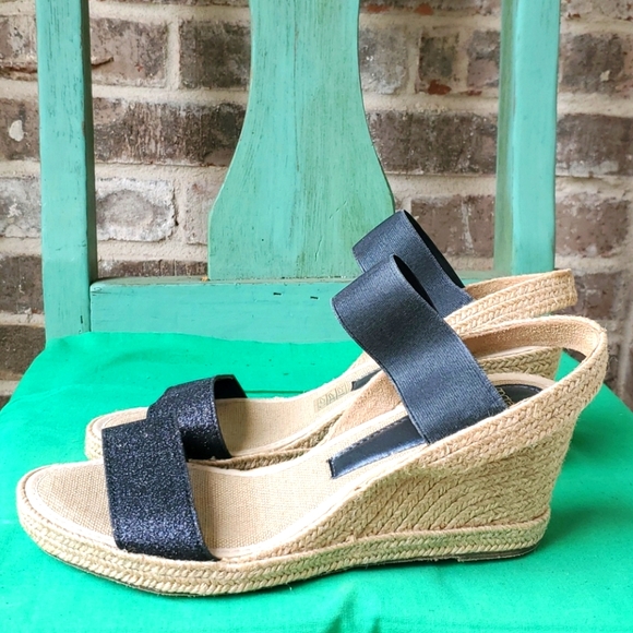 Andre Assous Shoes - Andre Assous Black and Tan Glitter Espadrilles